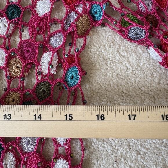 Vintage Open Crochet Top Small Pink Beaded Y2K Festival Coachella - Picture 5 of 6